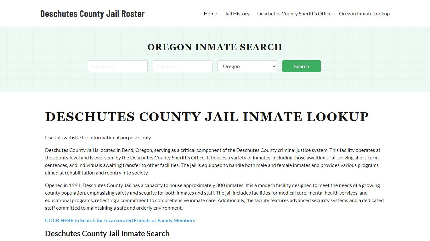 Deschutes County Jail Roster Lookup, OR, Inmate Search